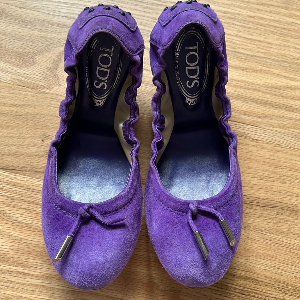 Tod's Purple Suede Ballet Flats Women's Size Us 7.5/Eur 37.5